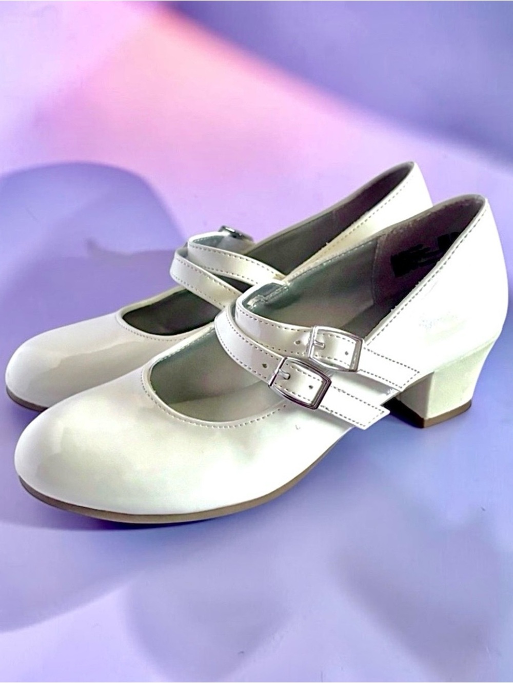 American Eagle Dress Heels White Patent Girls Size 2.5 Excellent Condition 👠